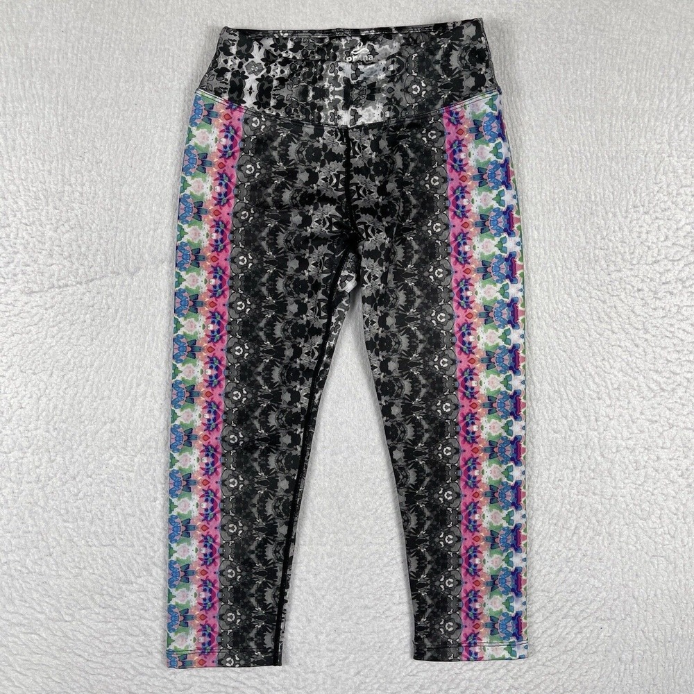 Prana Leggings Womens XS Black Geometric Roxanne Cropped Activewear Pant